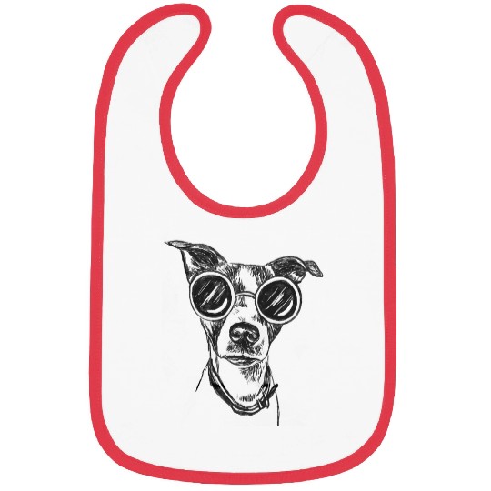 Jack Russell Pet Dog Wearing Sunglasses Line Art Illustration Jack Russel Bibs