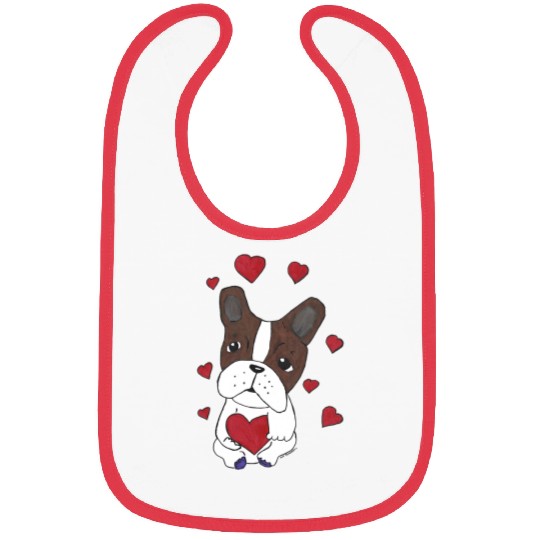 Boston Terrier Pet with Hearts Bibs