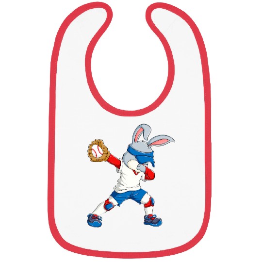 Sport Baseball Dabbings Bunny Easter Day Baseball Catcher Happy Easter Boys Bibs