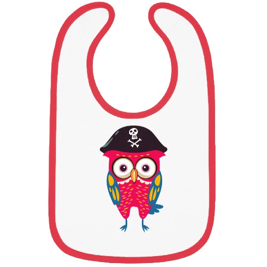 Colorful Cute Owl Funny Pirate hat Bibs