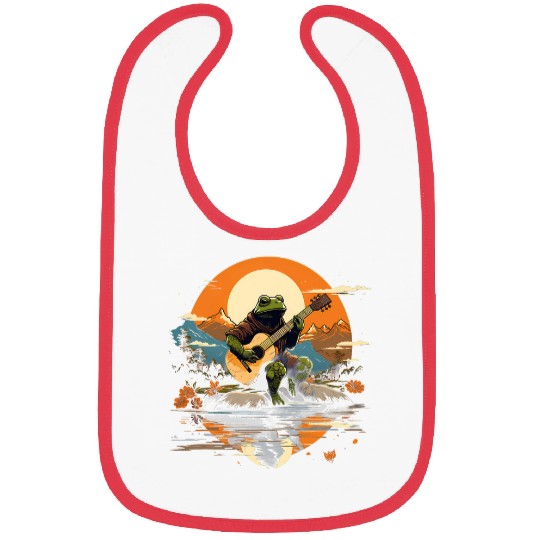 Funny Guitar Mountain Lake Acoustic Guitar Toad Bibs