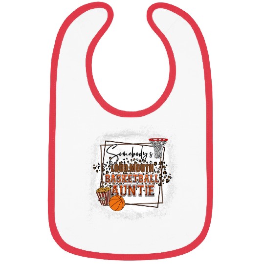 Funny Basketball Leopard Somebodys Loud Mouth Basketball Auntie Bleached Bibs