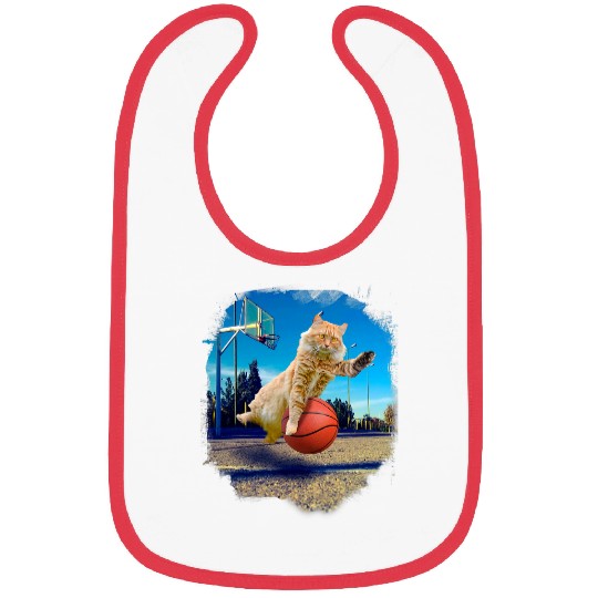 Funny Basketball Maine Coon Cat Playing Bibs