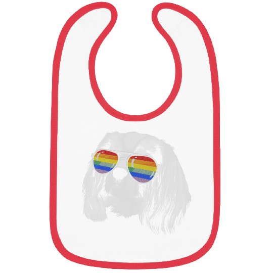 Cavalier Pet Pride Month Cavalier king Rainbow Flag Bibs