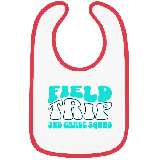 Field Trip Squad 3rd Grade Student Teacher Wavy Retro Groovy Bibs