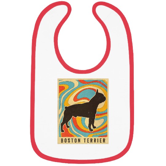 Boston Terrier Pet Retro Vintage Bibs