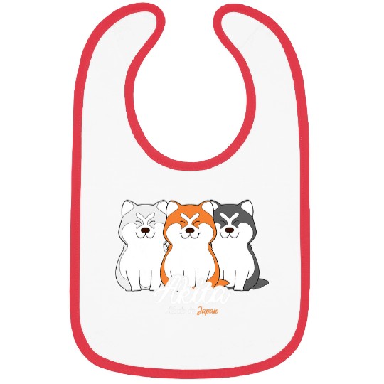 Akita Pet Chibi Japan Akita Inu Colours White Orange Grey Striped Dog Bibs