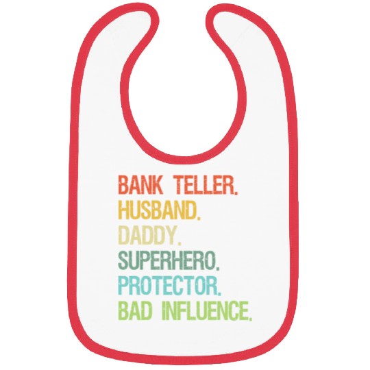Bank Teller Husband Daddy Superhero Protector DAD Bibs