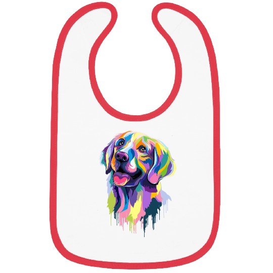 Golden Retriever Pet Face Watercolor Colorful Pop Art Bibs