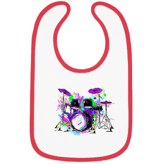 Funny Drummer Rock and Roll Multicolor Drumset Drumming Bibs