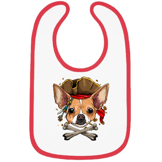 Chihuahua Pet Pirate Jolly Roger Flag Crossbones Bibs