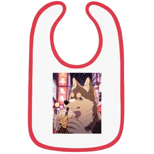 Husky Pet Boba Bubble Tea Funny Dog Japan Bibs