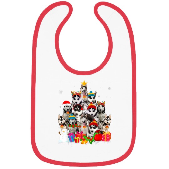 Husky Pet Christmas Pajama Siberian Husky Tree xmass Dog Dad Dog Mom Bibs