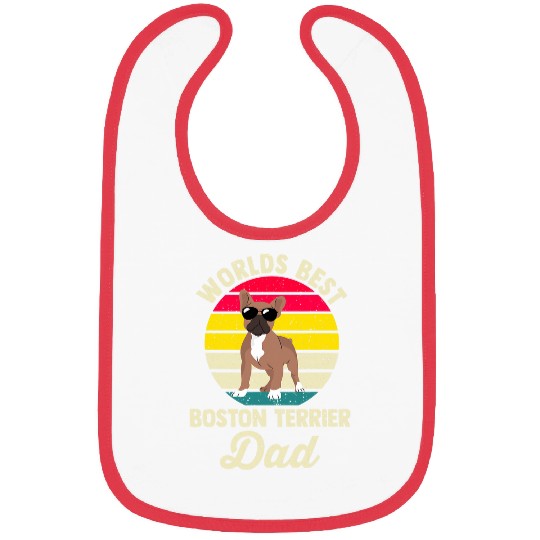 Border Collie Pet Mens Worlds bests Boston Terrier Dad Bibs