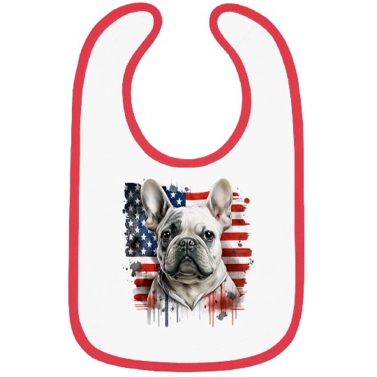 French Bulldog Pet with the American Flag 3 Bibs