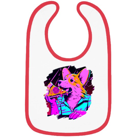 Corgi Pet Dog Eating Pizza Funny Cool Corgis Pizza Bibs