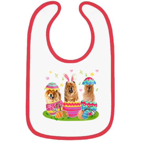 Chow Chow Pet Three Bunny Chow Chow Inside Easter Egg Happy Easter Bibs