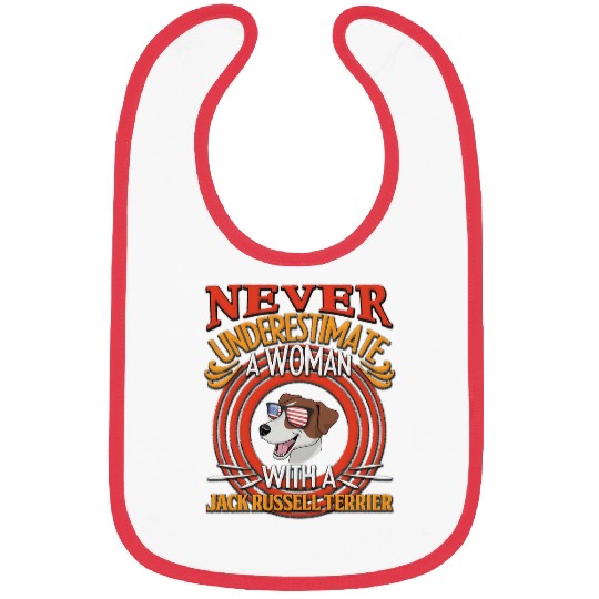 Jack Russell Pet TerrierNever Underestimate A Woman With A Jack Russell Terrier lover Bibs