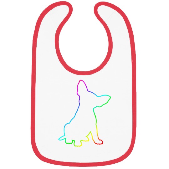 Chihuahua Pet Rainbow Outline Silhouette Bibs