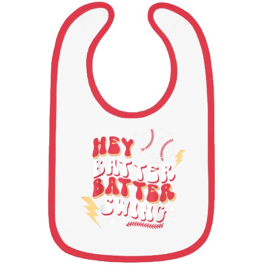 Sport Baseball Hey Batter Batter Swing Funny Baseball Pitcher Bibs