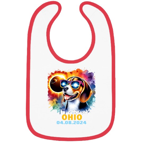Beagle Pet Ohio Total Solar Eclipse 2024 Beagle Dog Colorful Bibs