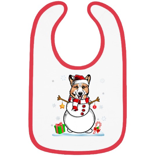 Corgi Pet Dog Funny Christmas Pajama Corgi Santa Snowman 127 Bibs