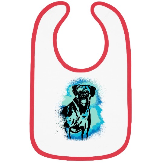 Boxer Pet Paint Blue Design Dog Mom Dad 2 Bibs