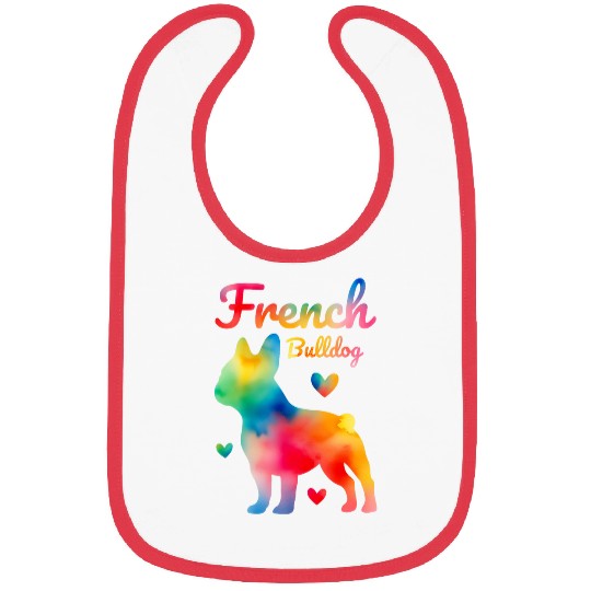 French Bulldog Pet Watercolor Colorful Rainbow Bibs