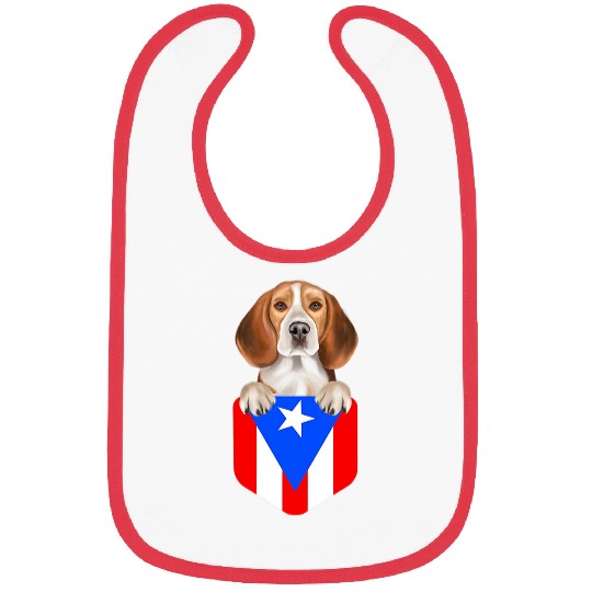Beagle Pet Puerto Rico Flag Beagle Dog In Pocket Bibs