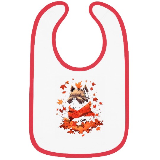 Cairn Terrier Pet Autumn Fall Leaves Dog Thanksgiving Bibs