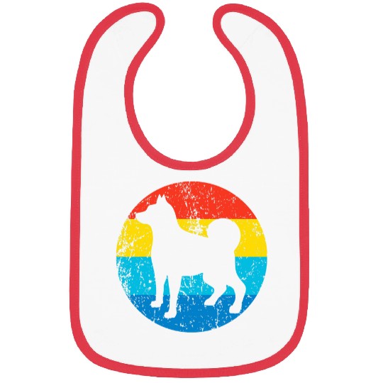 Elkhound Pet Dog Breed Silhouette Retro 1970s Circle Bibs