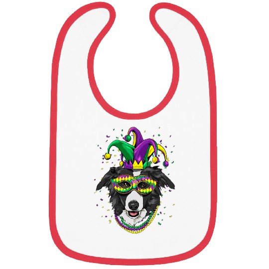 Border Collie Pet Lover Cute Mardi Gras Carnival Jester Bibs