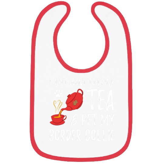 Border Collie Pet Lover Tea Drinker Dog Mom Bibs