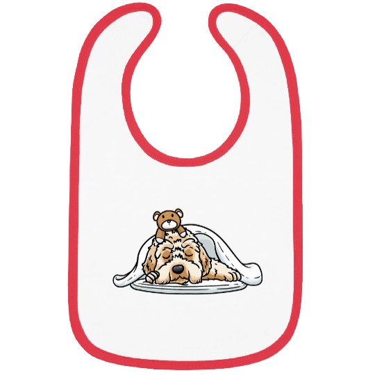 Labradoodle Pet Dog With Stuffed Animal Sleeping Napping Bibs