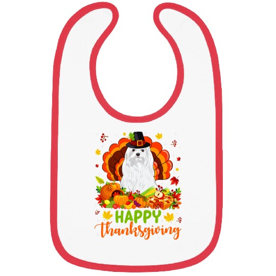 Maltese Pet Happy Thanksgiving Maltese Dog Turkey Bibs