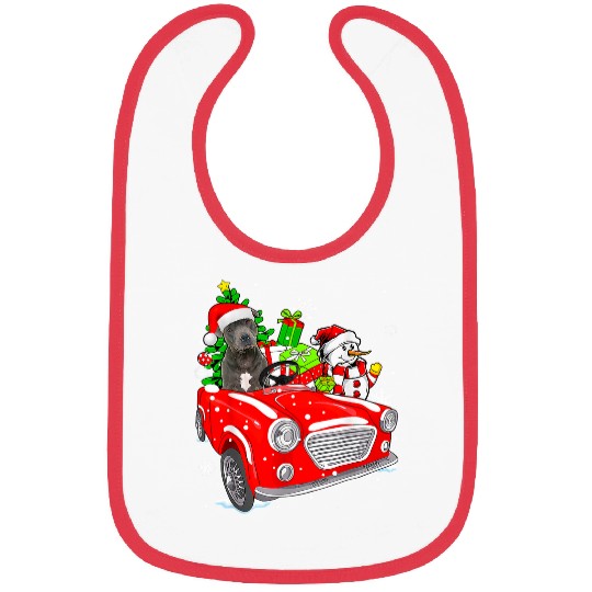 Pitbull Pet Santa Hat Red Car Christmas24 Bibs