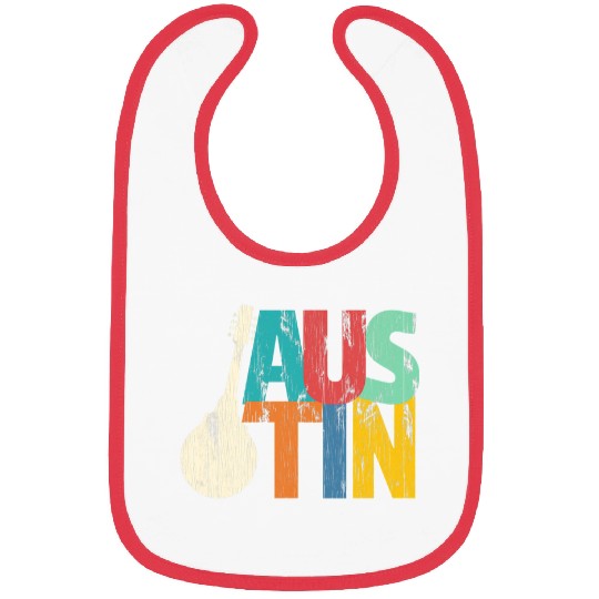 Funny Mandolin Austin Texas Mandolin Distressed Colorful Typography Bibs