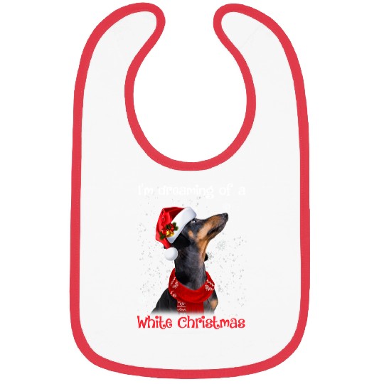 Dachshund Pet White Christmas Santa Hat Bibs
