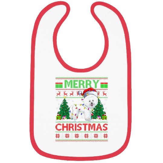Bichon Pet Frise Lover Lighting Ugly Bichon Frise Christmas Bibs