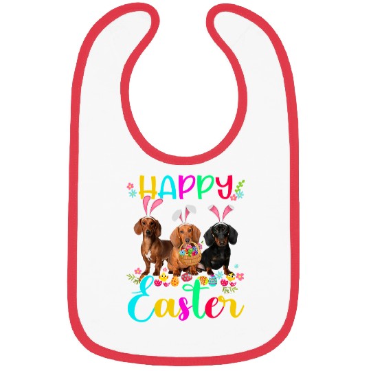 Dachshund Pet Happy Easter Three Dachshund Wearing Bunny Ear 260 Bibs