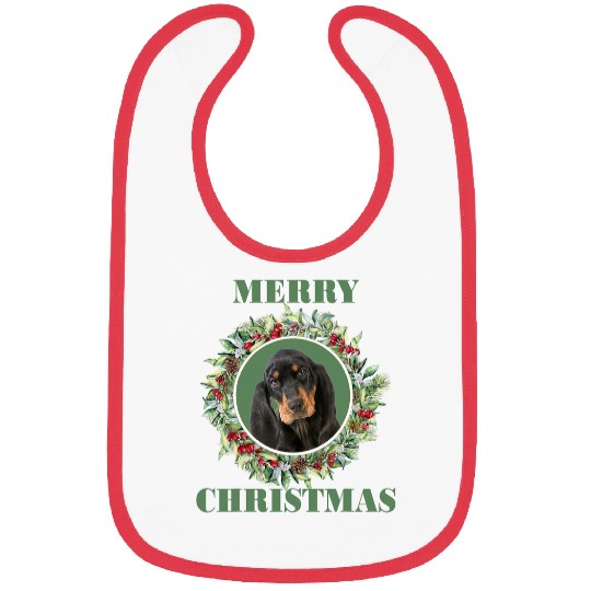 Coonhound Pet Merry Christmas Black and Tan Bibs
