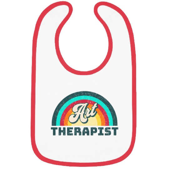 Art Therapist 1960s Groovy Distressed Font Rainbow Bibs