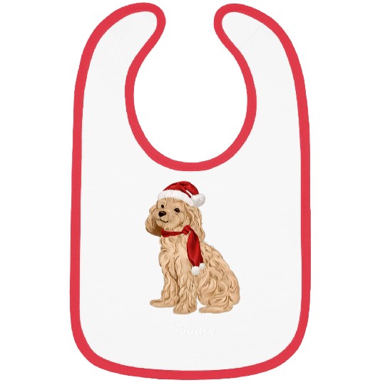 Poodle Pet Toy Poodle Dog Christmas Santa Hat Cute Illustration Bibs
