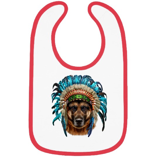 German Shepherd Pet in American Indian Warrior Headdress Bibs
