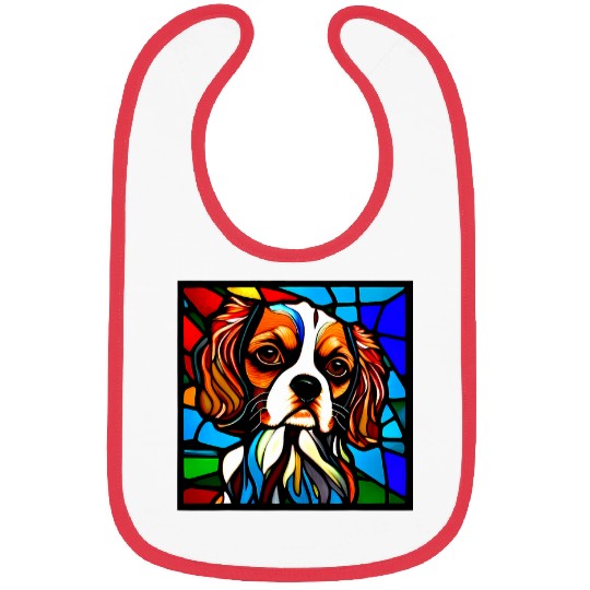 Cavalier Pet King Charles Spaniel Stained Glass Pop Art 5 Bibs
