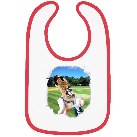 Sport Baseball Cat Baseball Lover Maine Coon Cat Playing Bibs