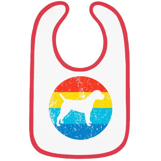 Border Terrier Pet Breed Silhouette Retro 1970s Circle Bibs