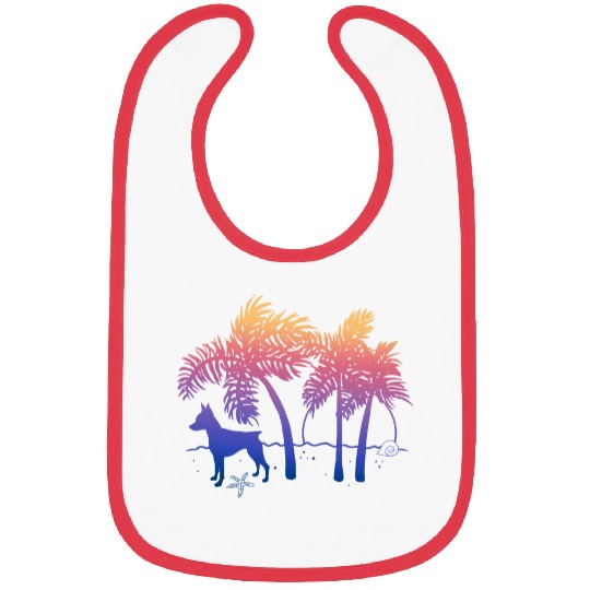 Miniature Pinscher Pet Ombre Beach Sunrise Bibs
