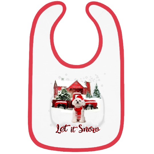 Maltese Pet Merry Christmas Let It Snow Bibs
