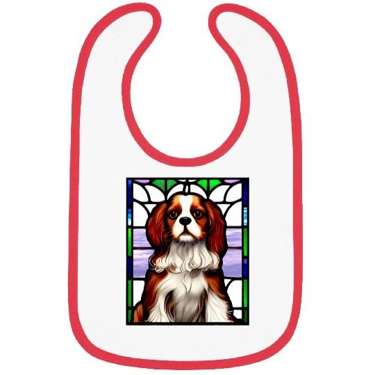 Cavalier Pet King Charles Spaniel Stained Glass Pop Art 9 Bibs